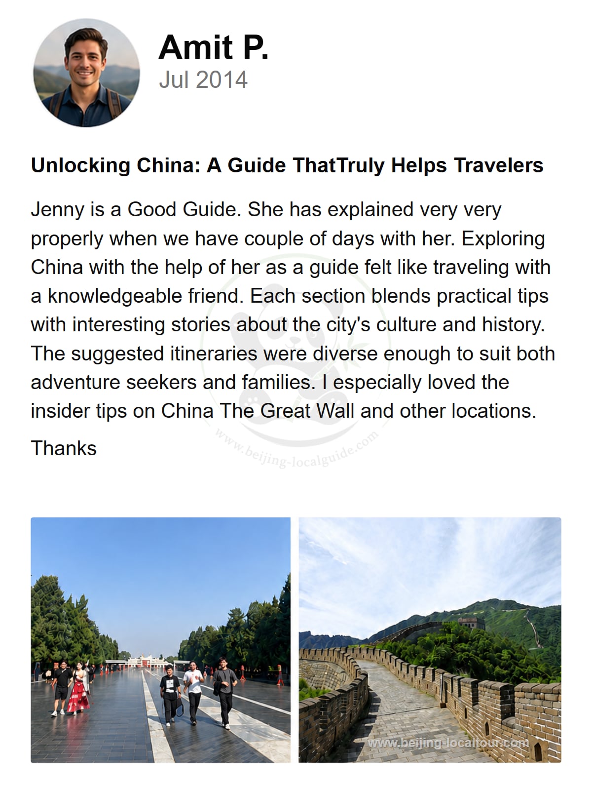 Traveler review shared in 2014