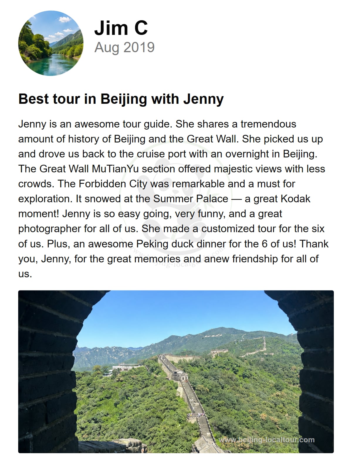 Traveler review shared in 2019