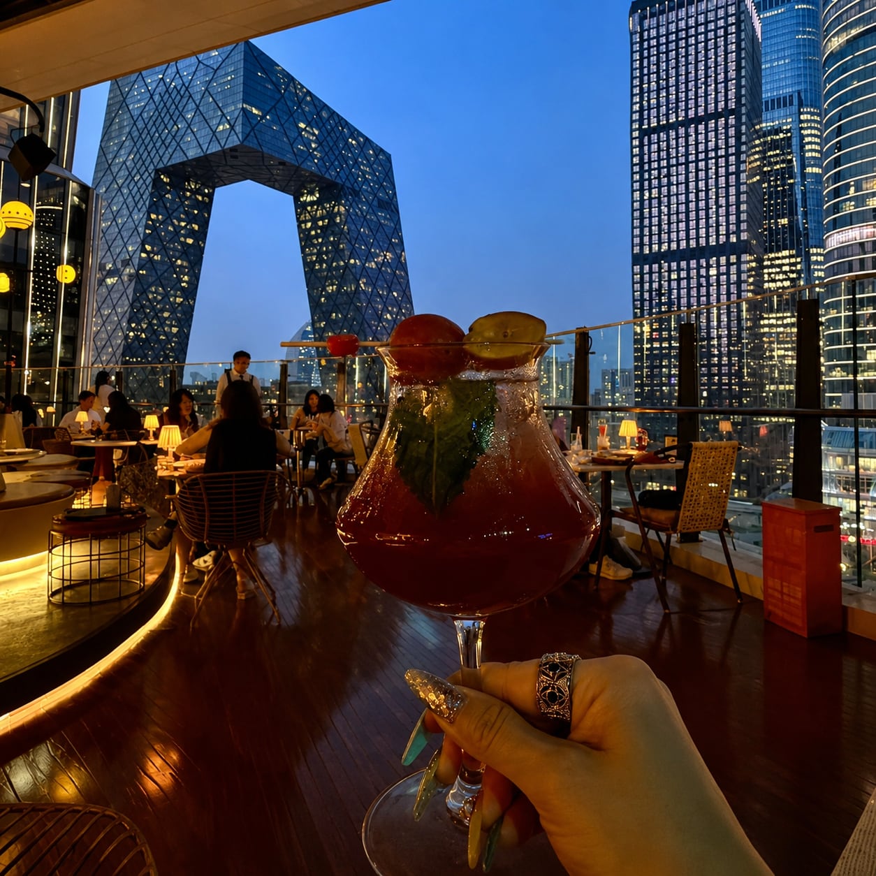 Beijing Night Layover Tour — 03 cctv headquarters rooftop drinks