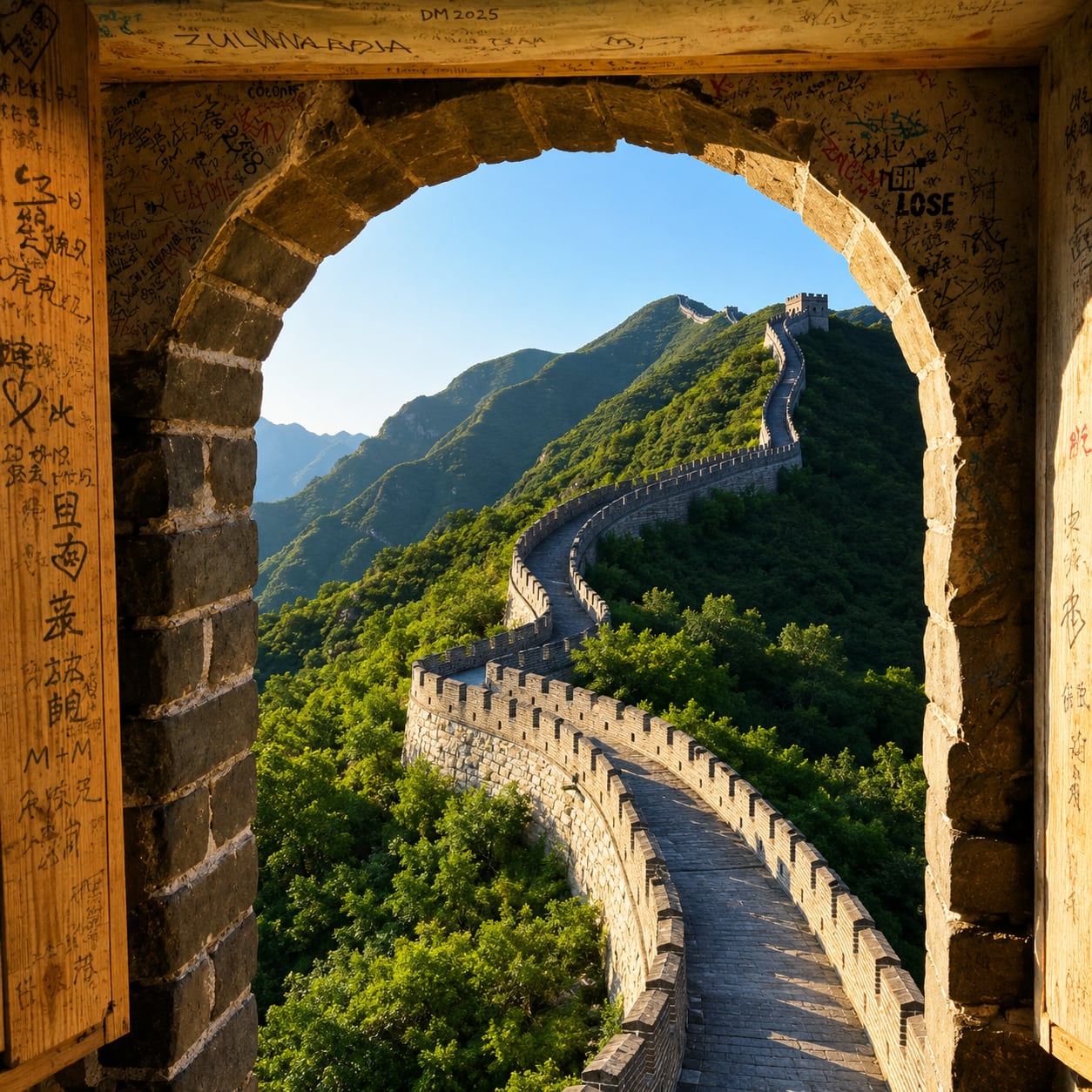 Mutianyu Great Wall Beijing Layover Tour — 04 mutianyu great wall through watchtower window