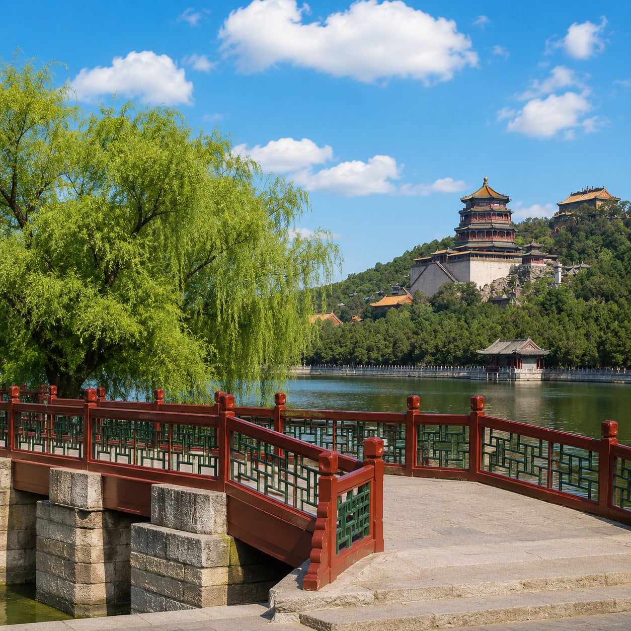 Mutianyu Great Wall & Summer Palace Private Day Tour — 05 summer palace lakeside bridge