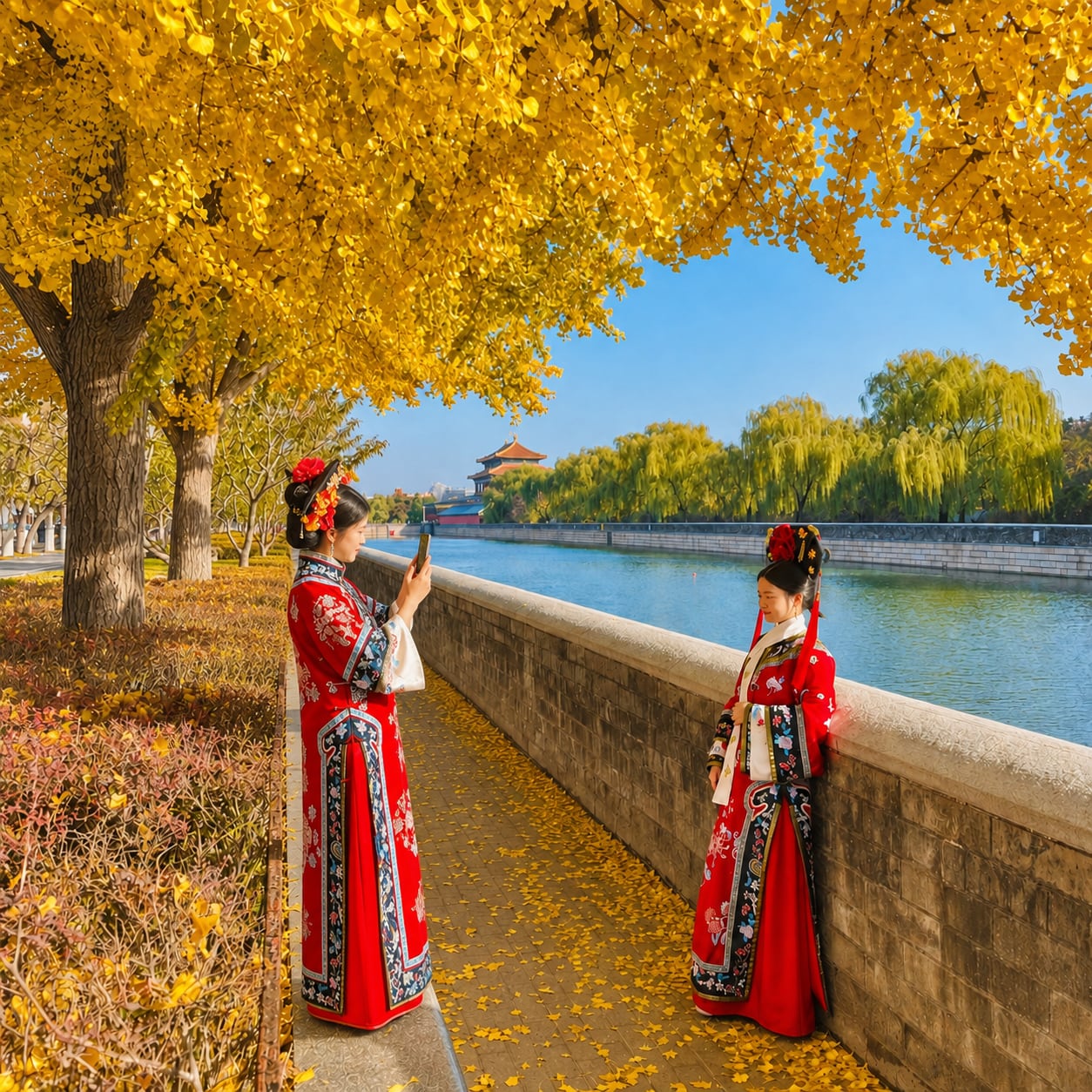 3-Day Relaxed Beijing Private Tour — 05 beijing lake autumn traditional costumes