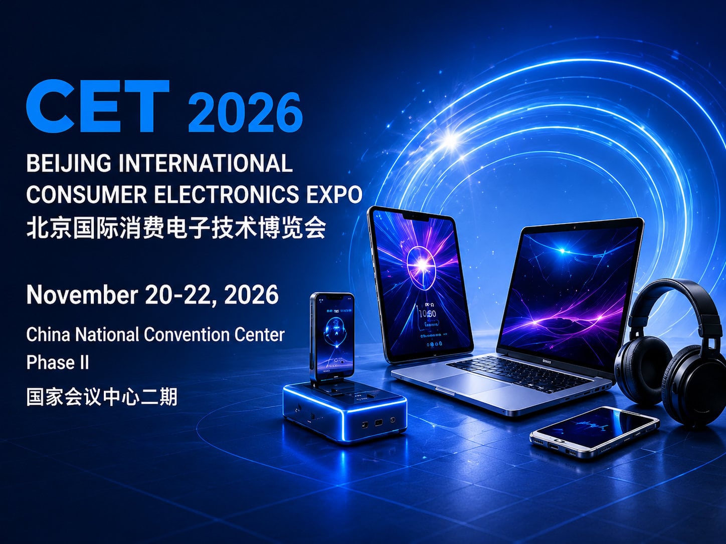 Consumer electronics showcase hall arranged for a Beijing technology expo